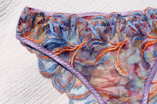 Colorful embroidered lace lingerie knickers