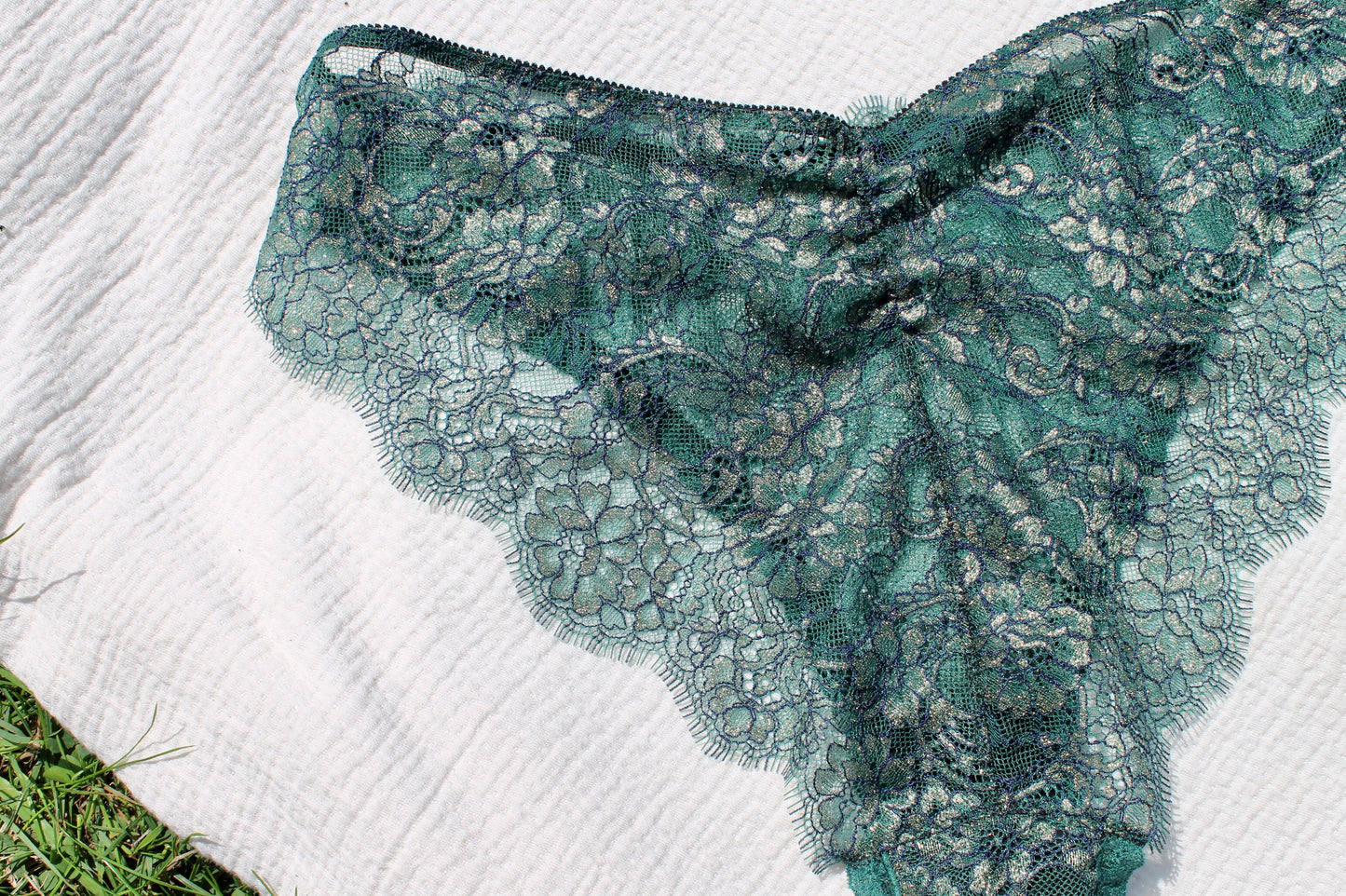 Green and gold lace underwear/ knickers